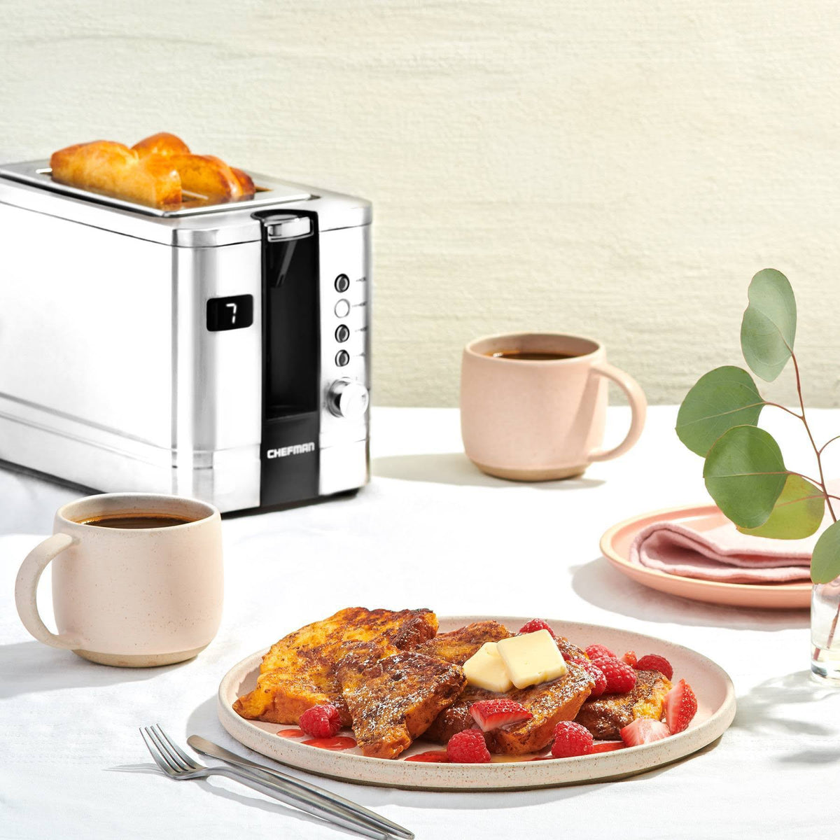 2-Slice Digital Pop-Up Stainless Steel Toaster A4054