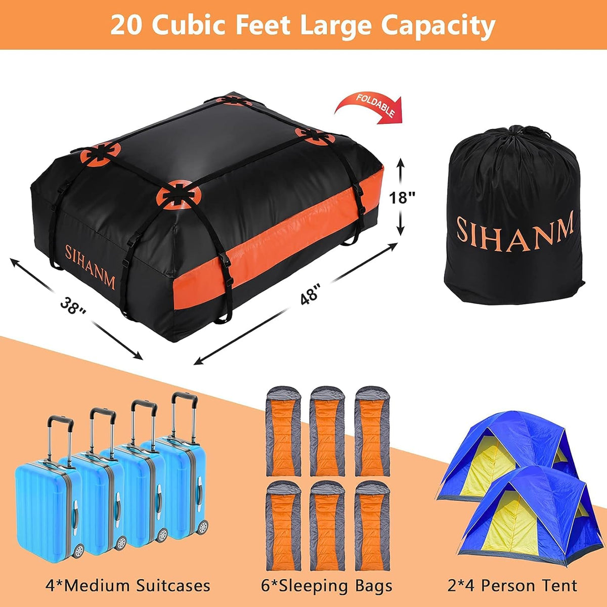 20 Cubic Feet Waterproof Rooftop Cargo Carrier R51640