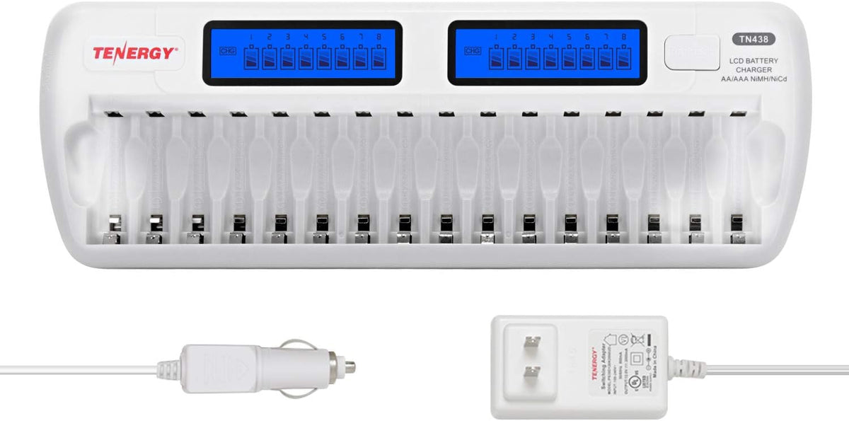 16 Bay AA AAA NiMH NiCd Battery Charger with AC and Car Adapter Z503