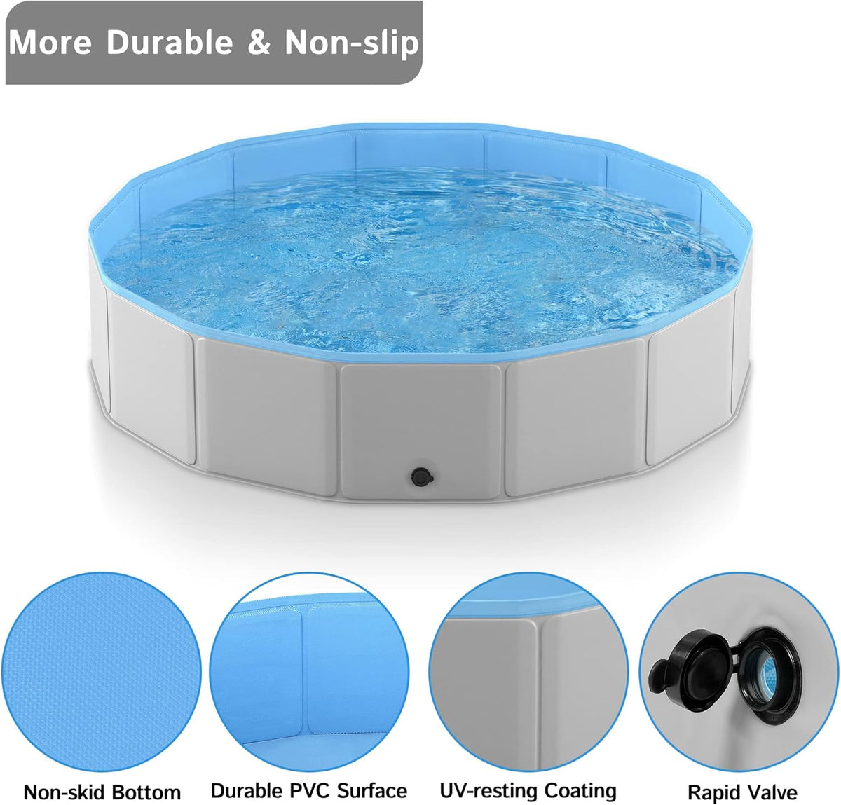 Foldable Collapsible Hard Plastic PVC Dog Pool 71 Inches R646