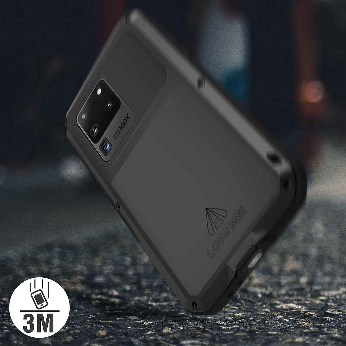 Waterproof Case Galaxy S20 Ultra Tempered Glass Black H1298