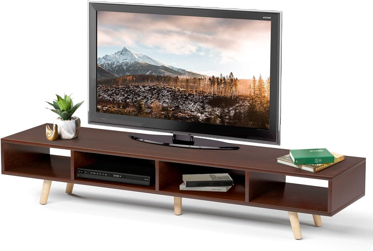 Mid-Century Modern TV Stand with 4 Storage Shelves B872