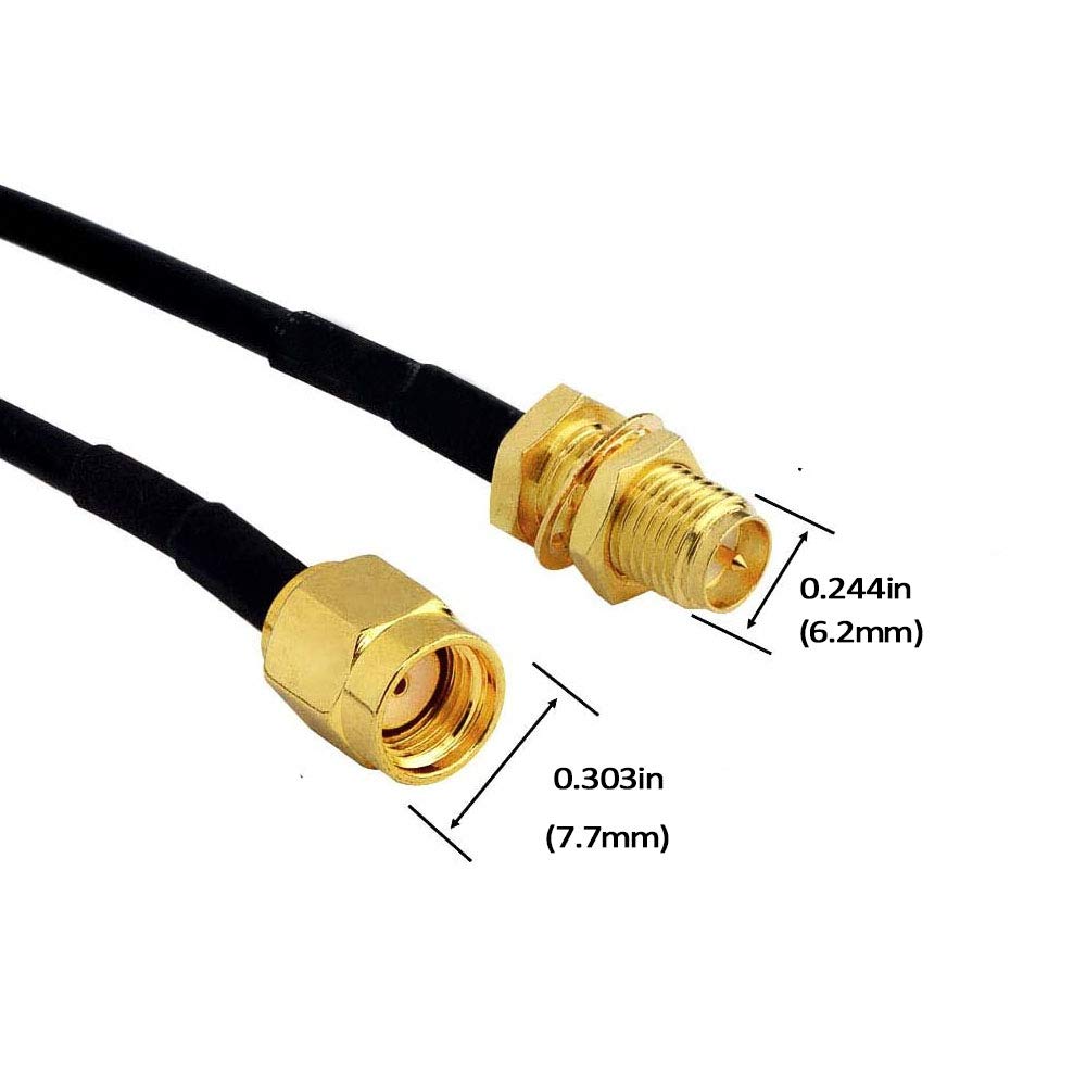 2Pack 33ft WiFi Antenna Extension Cable RP-SMA Male to Female Connector L8010