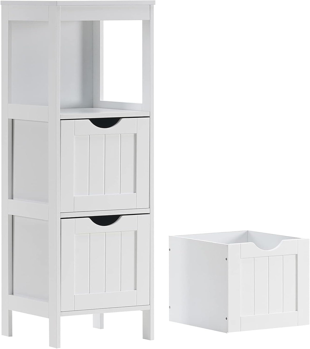 Narrow White Bathroom Storage Cabinet with 3 Removable Drawers J9759