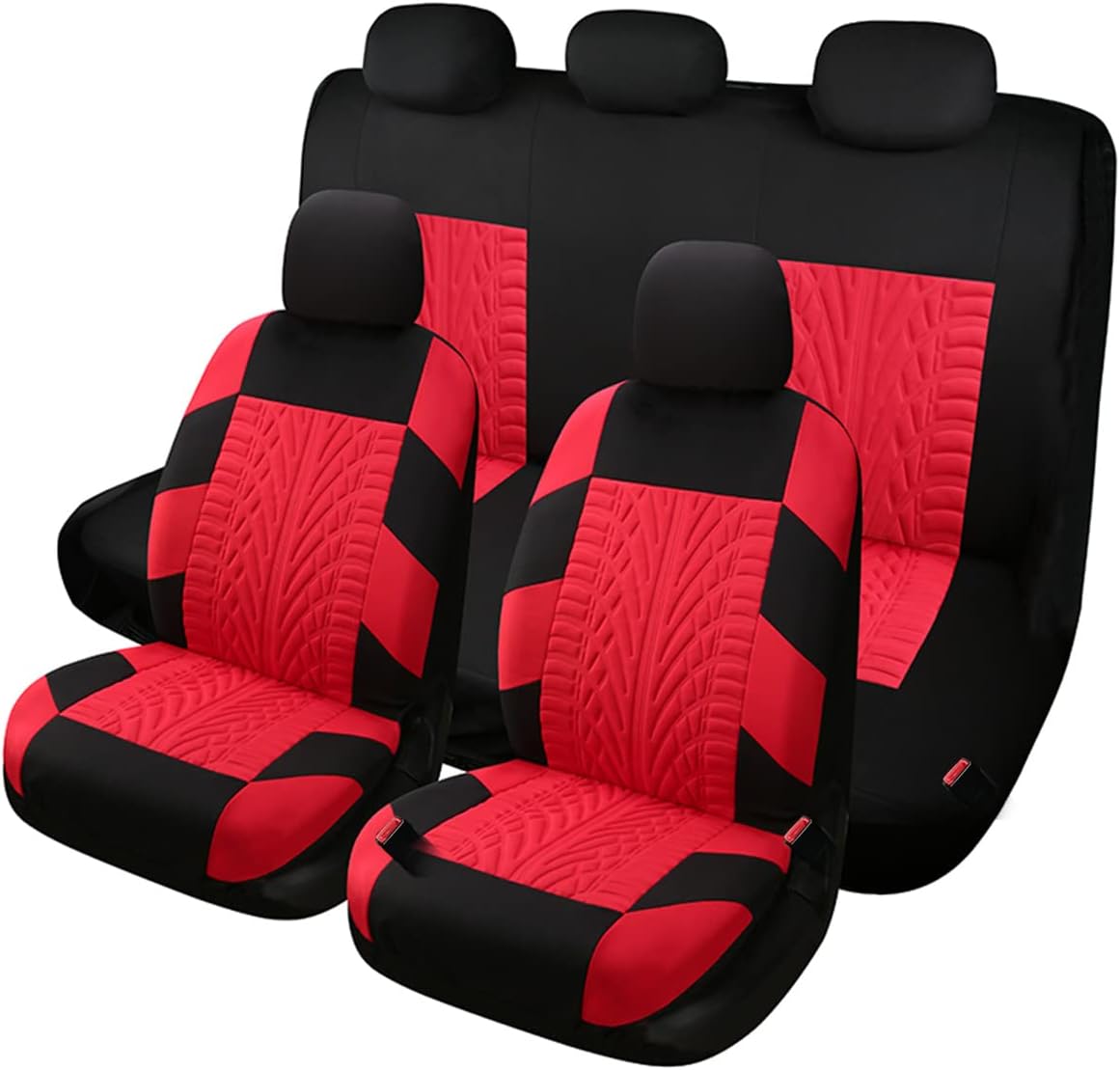 Black & Red Breathable Washable Universal Car Seat Covers Full Set A5565