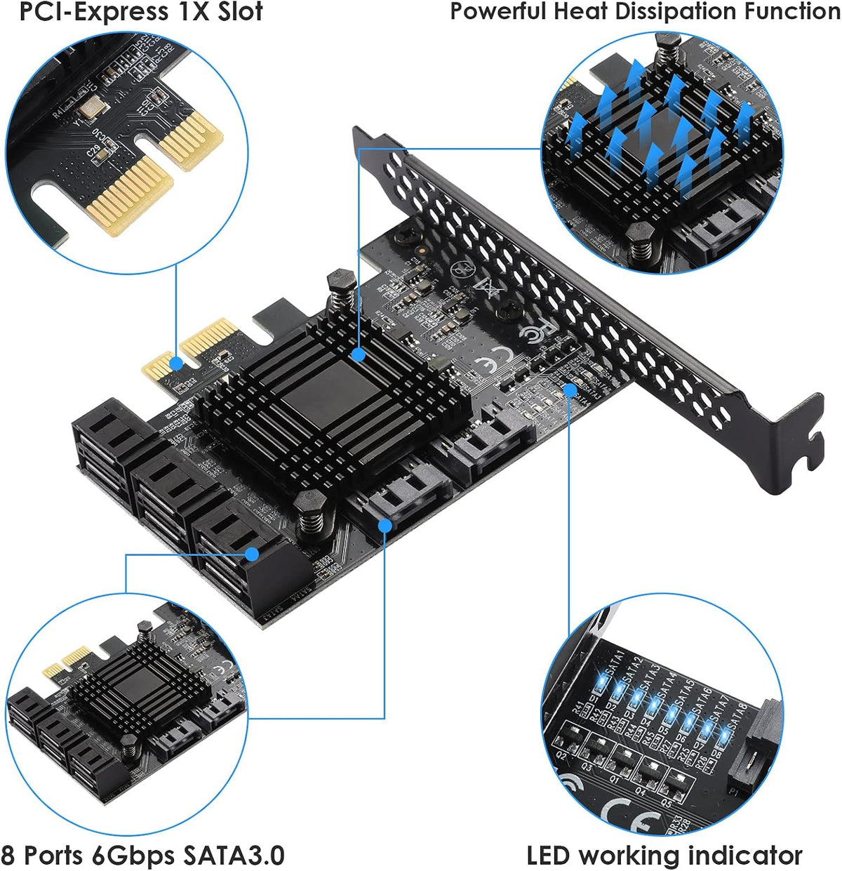 PCIe SATA Card 8 Ports Expansion Card R97114