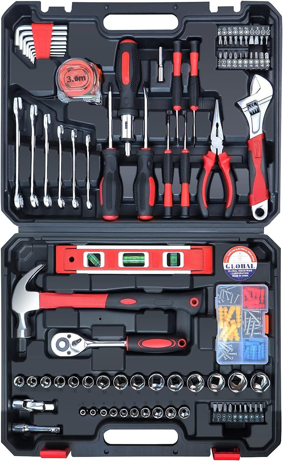 146 Piece General Household Hand Tool Set with Carrying Tool Box G55363