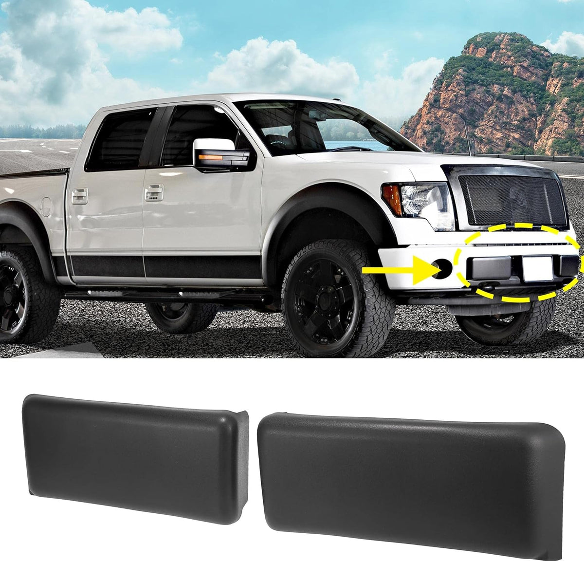 1 Pair Black Plastic Car Front Bumper Guards Pads V17728