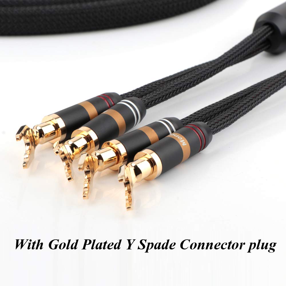 OFC Copper Black Speaker Cables 12AWG Nylon Braid Banana Plugs 2.5M V51718