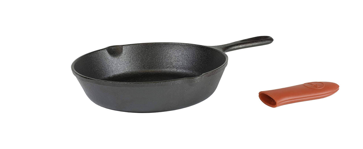 Cast Iron Skillet with Silicone Hot Handle Holder 8-Inch T453