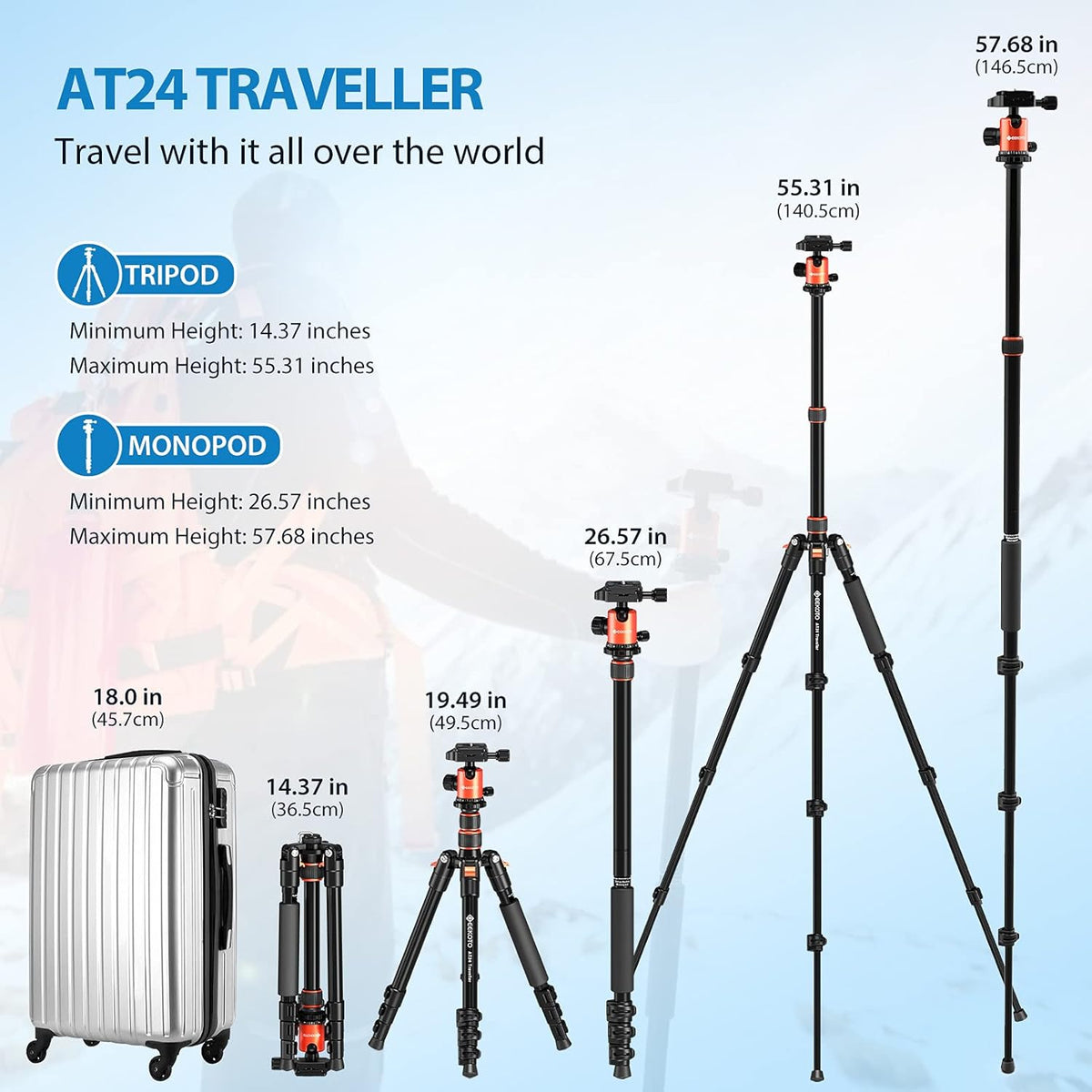 Compact Aluminum Alloy Camera Tripod with 360 Degree Ball Head F18497