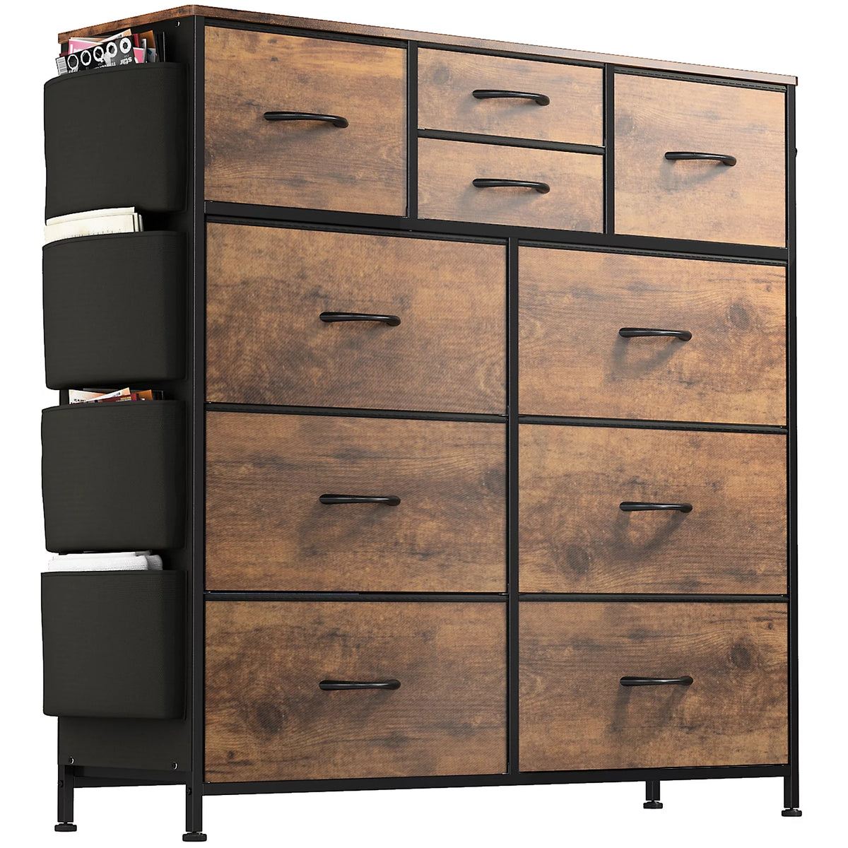 Brown 10 Drawer Wood Top Dresser S5596