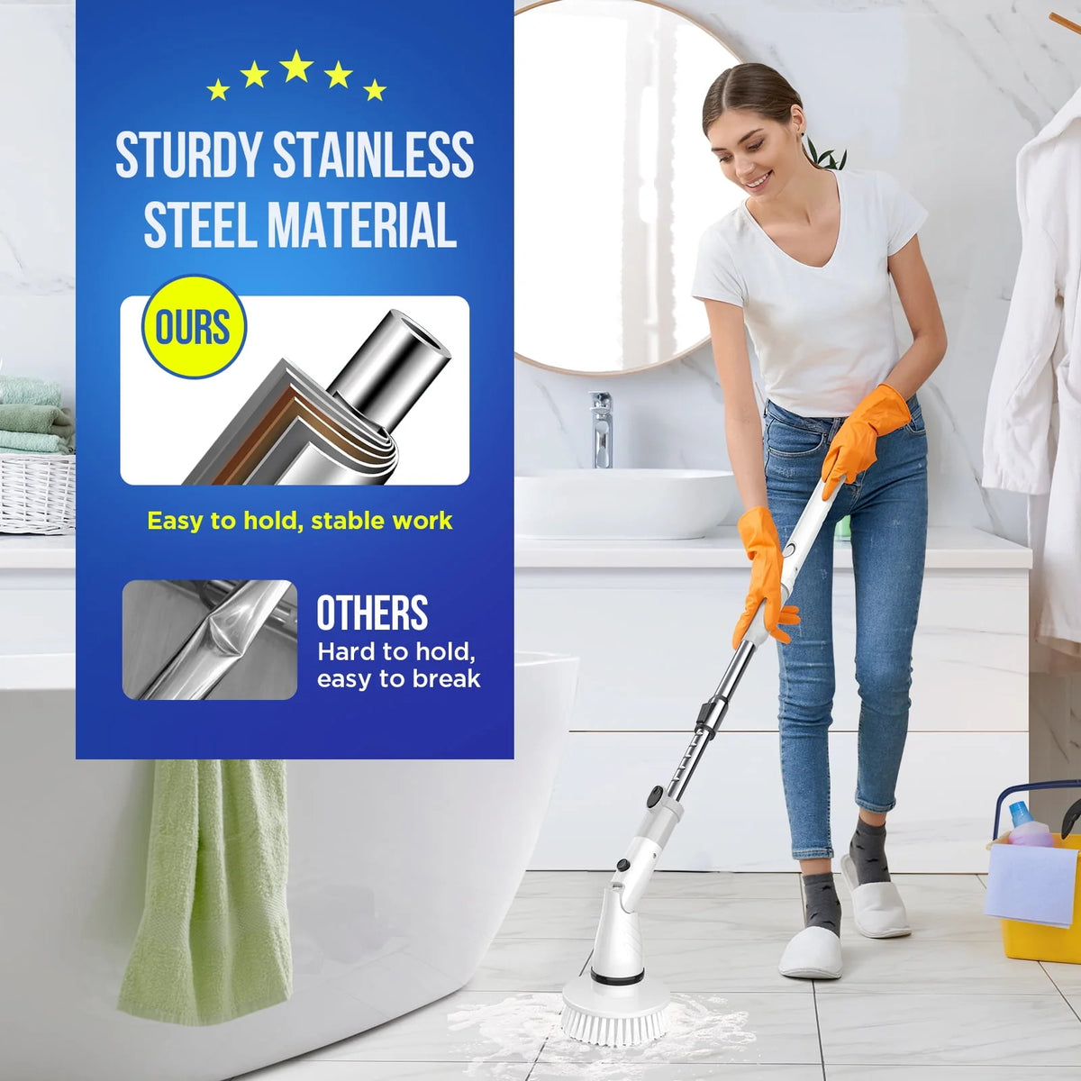 Cordless Electric Spin Scrubber with 4 Heads B8625