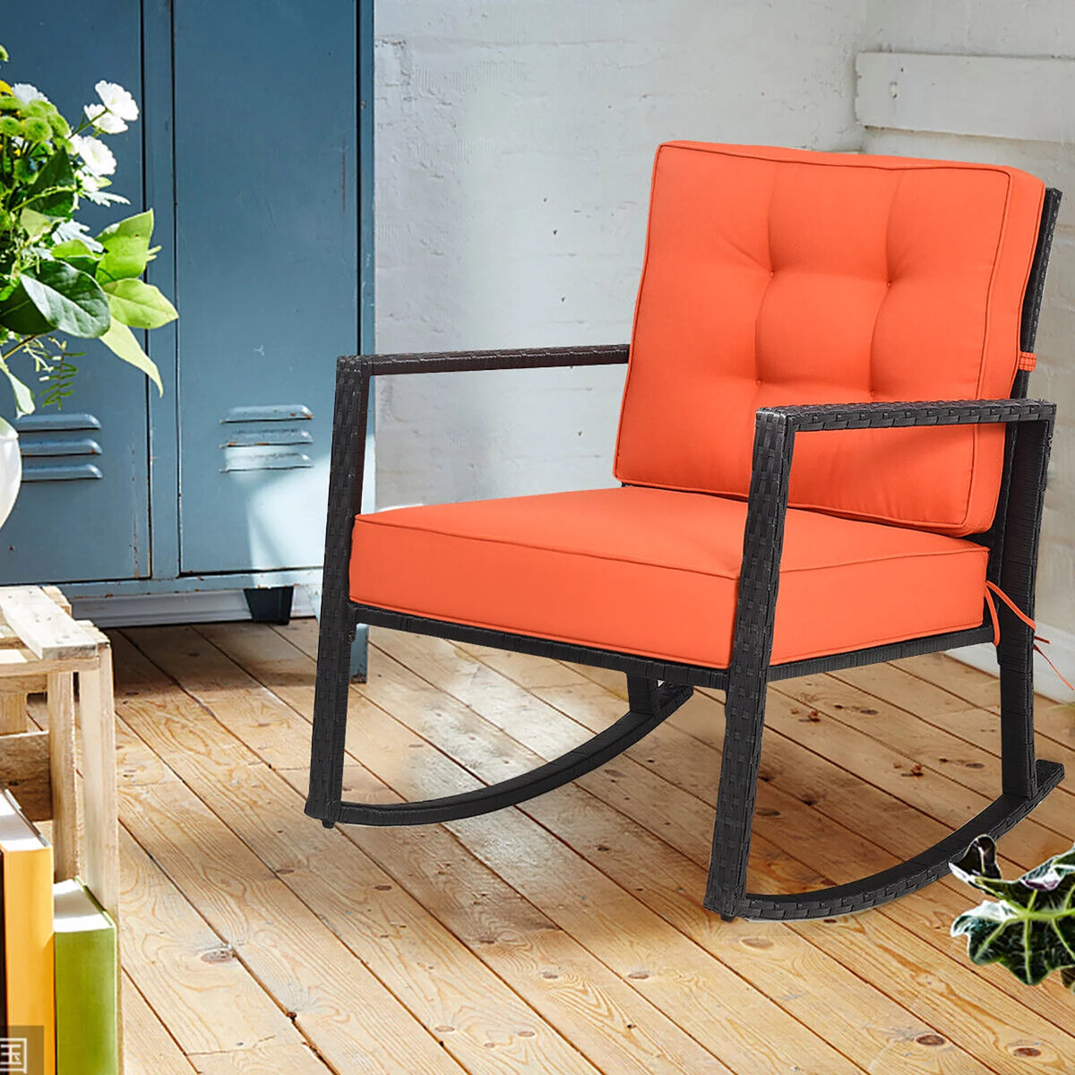 Outdoor Wicker Rocking Chair with Cushion G77010