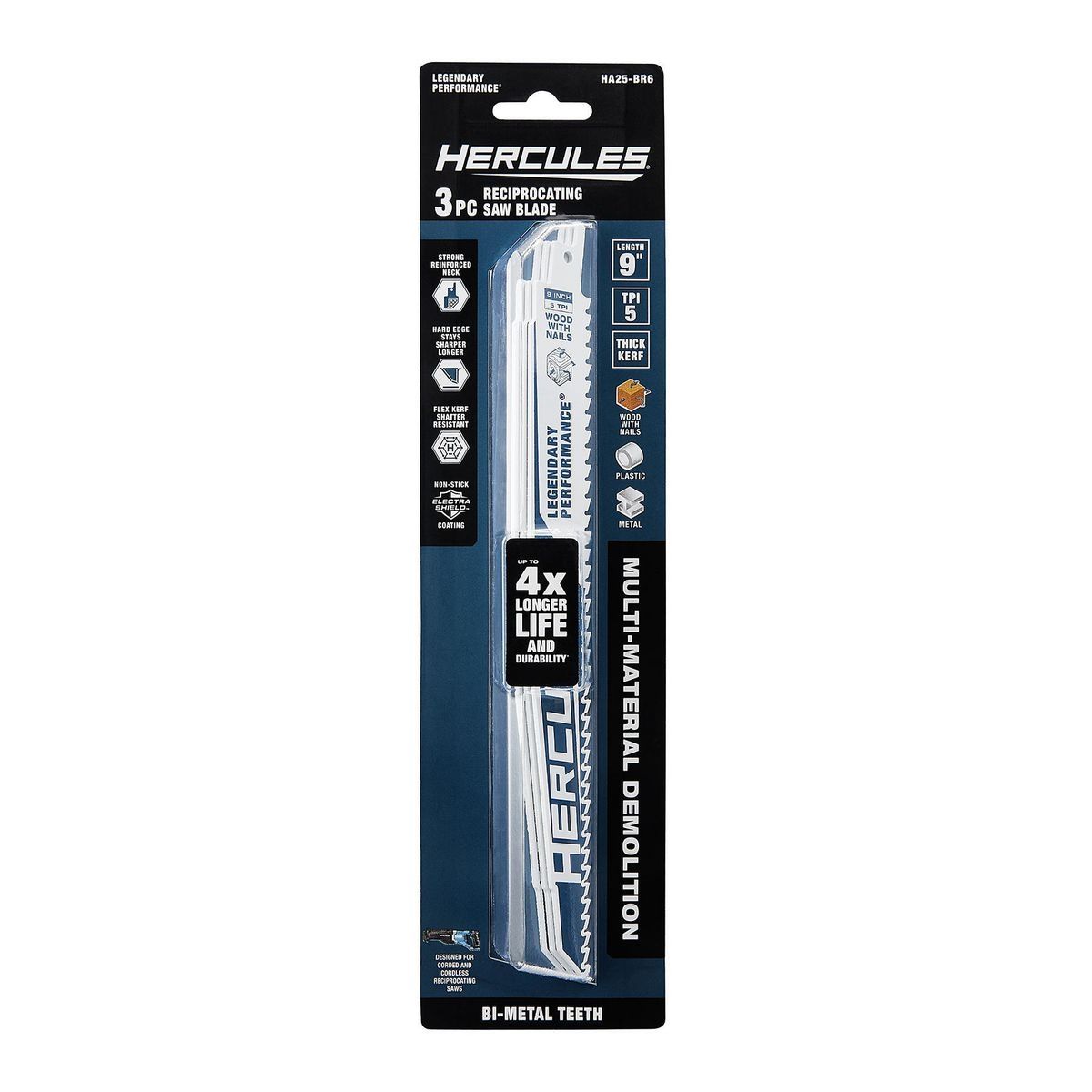 9 in. 5 TPI Multimaterial Reciprocating Saw Blades 3-Pack B250