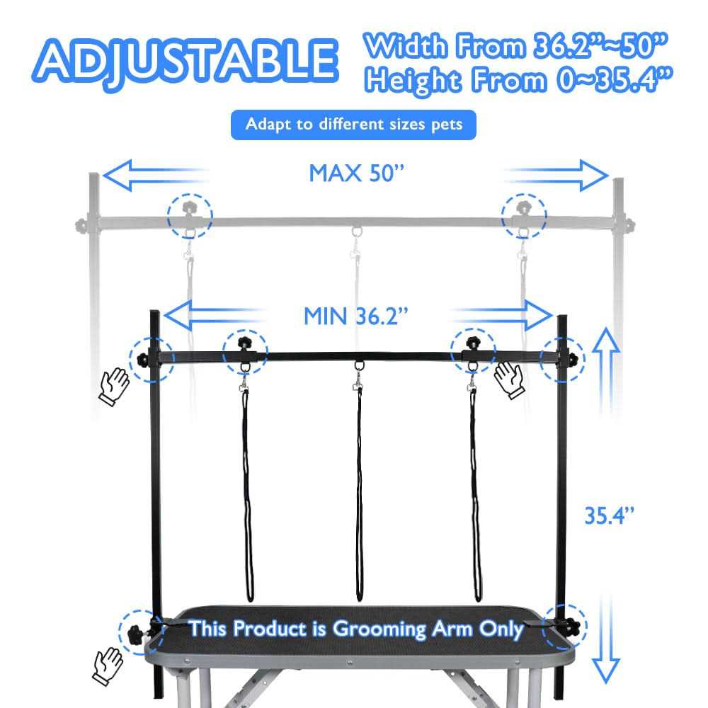 Dog Grooming Table Arm with 3 Noose and Clamp A7370