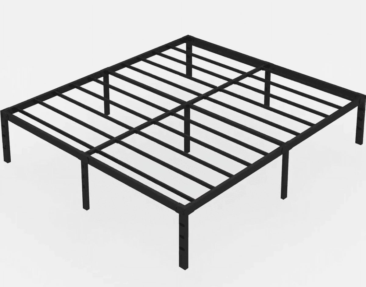 18 inches Full Size Black Metal Platform Bed Frame with Storage Q565530