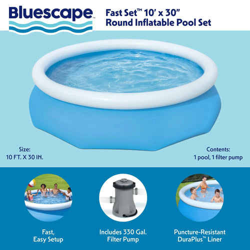 10' x 30" Round Inflatable Above Ground Pool Set G677574