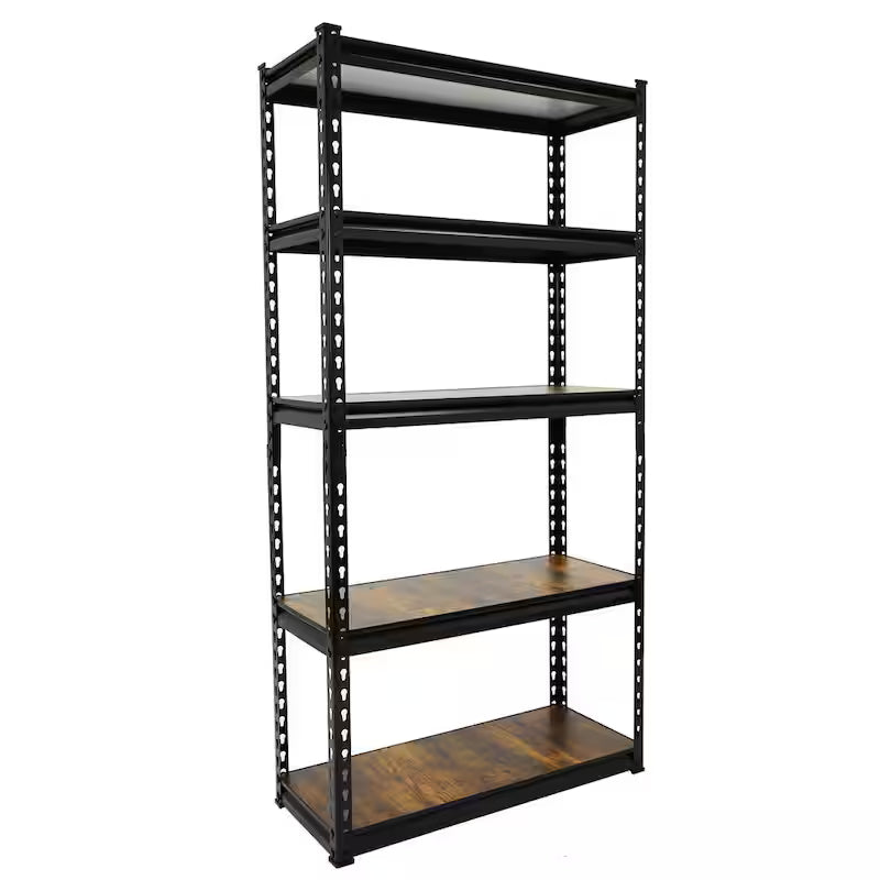 Black 5-Tier Adjustable Steel Storage Rack Shelving Unit P272