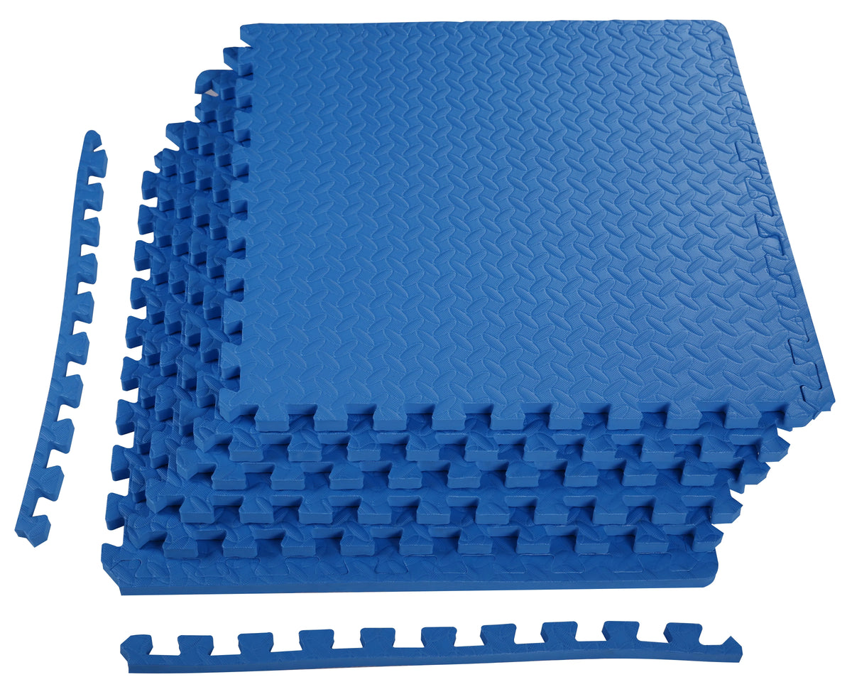 1 In. Thick EVA Foam Interlocking Exercise Mat, 18 Piece, Black Q8590