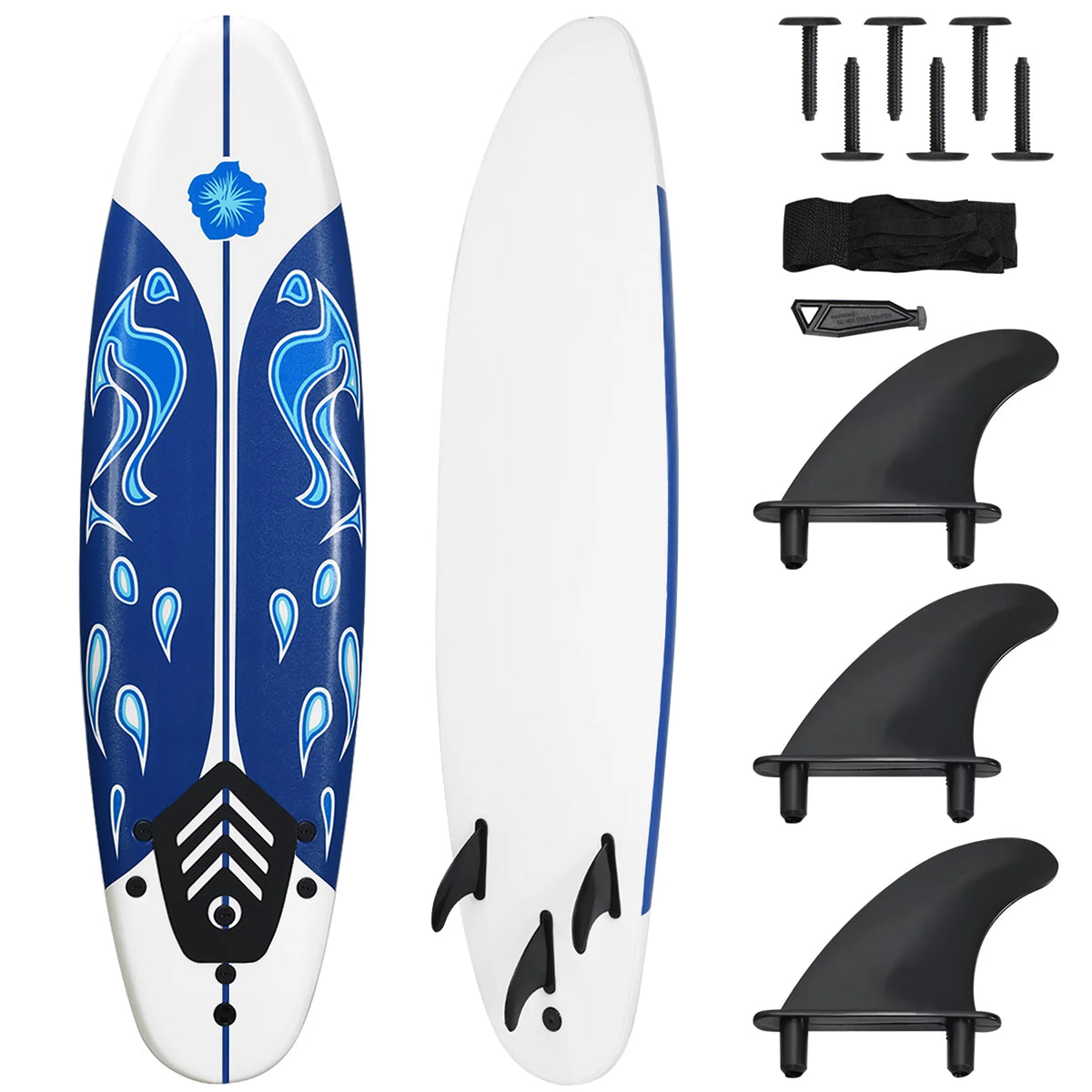 6' Foamie Body Surfing Board with 3 Fins & Leash G19519