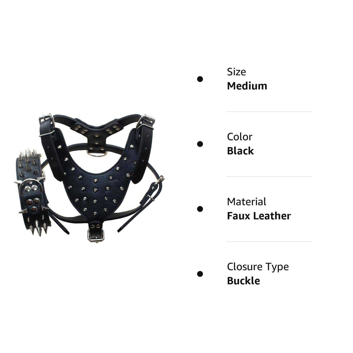 Leather Spiked Studded Dog Collars Harnesses Matching Set C248342