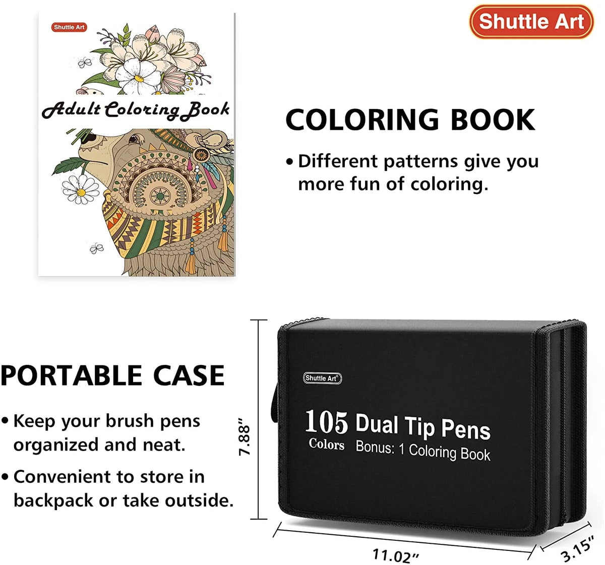 105 Colors Dual Tip Brush Pens Set with Case Z48928