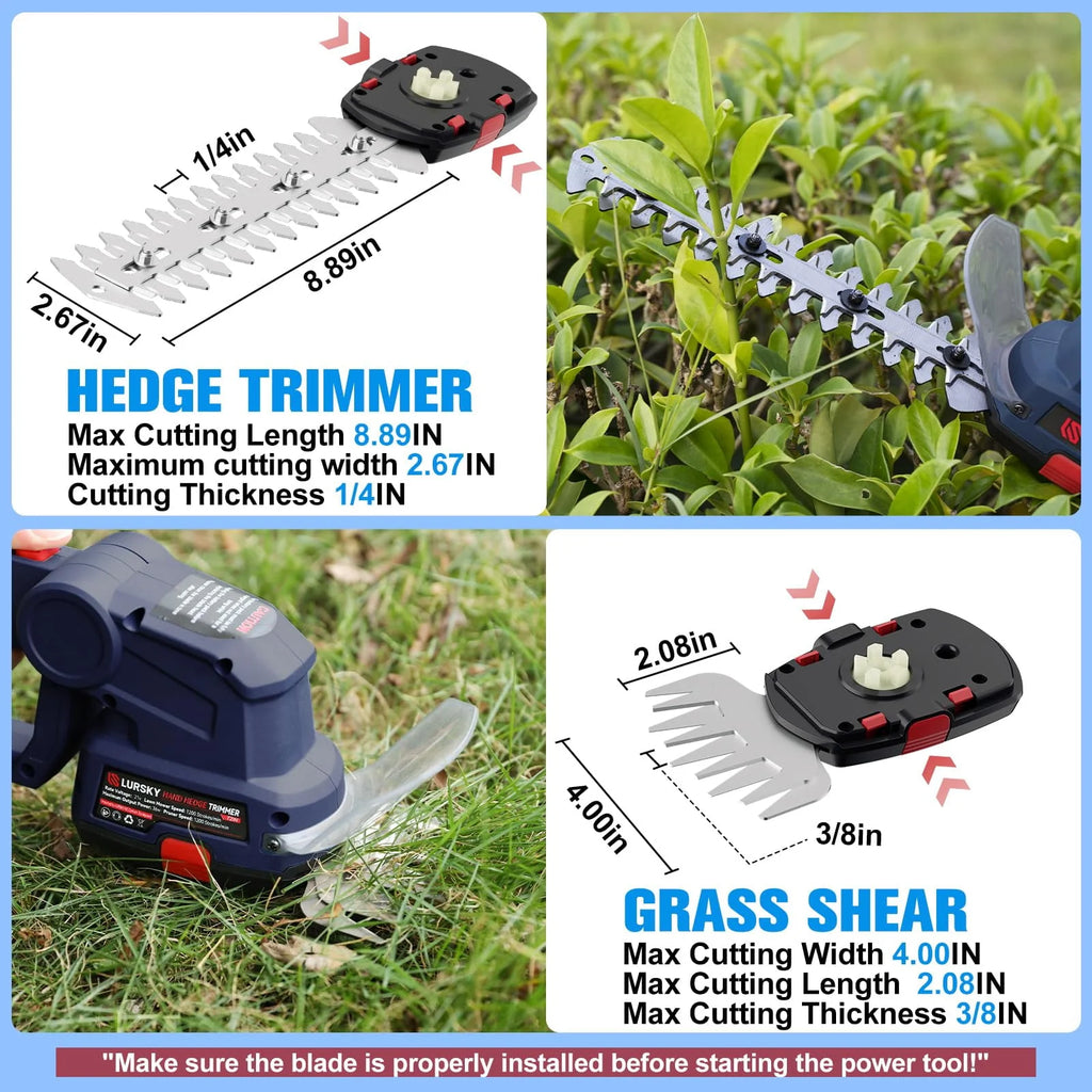Cordless Hedge Trimmer 2-in-1 Grass Shears and Shrub Trimmer 21V Blue B600