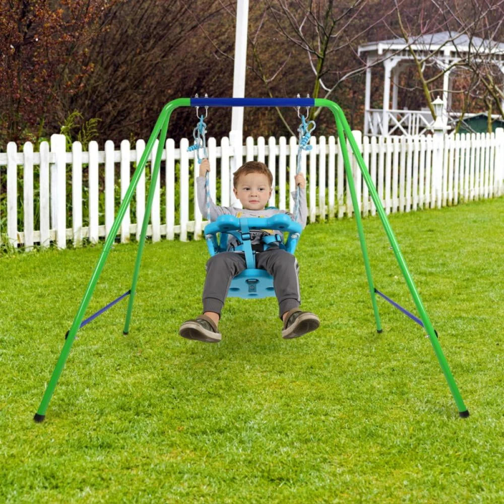 Folding Heavy Duty Toddler Swing Set with Baby Seat A72153
