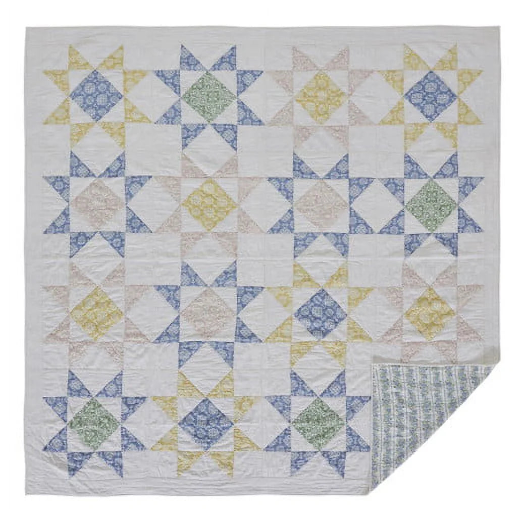 Twin Blue & Green Reversible Patchwork Quilt P158