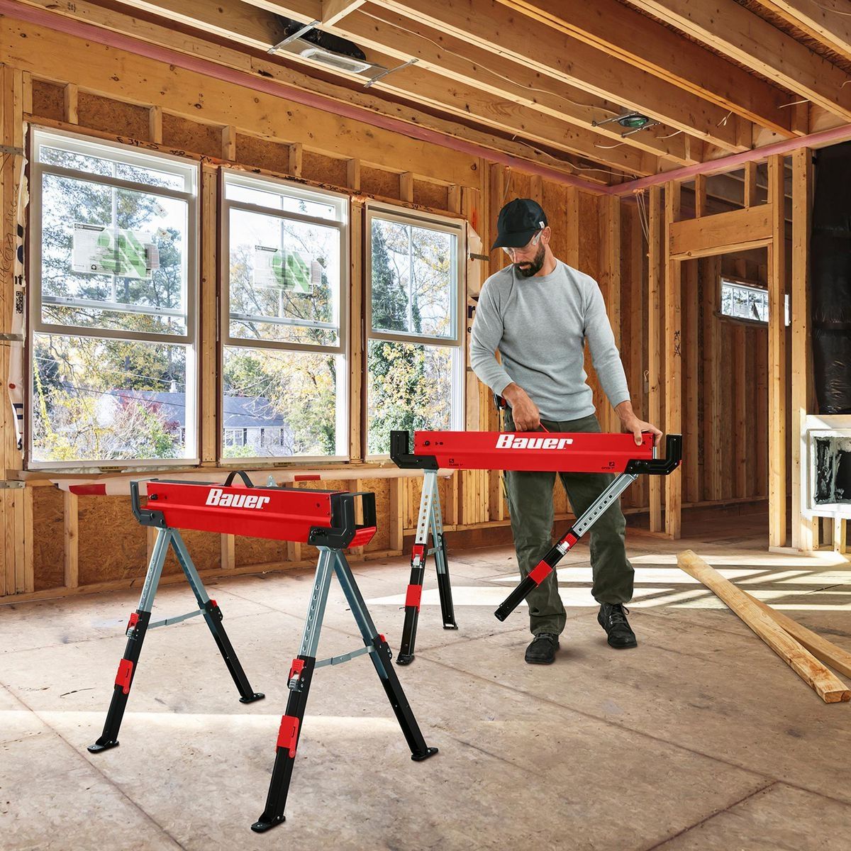 32 in. Steel Adjustable Sawhorse, 1300 lb. Capacity T254