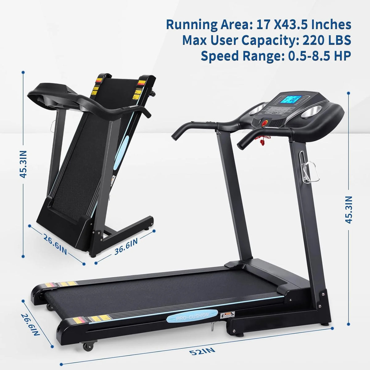 Folding Treadmill with 12-Level Automatic Incline I470419