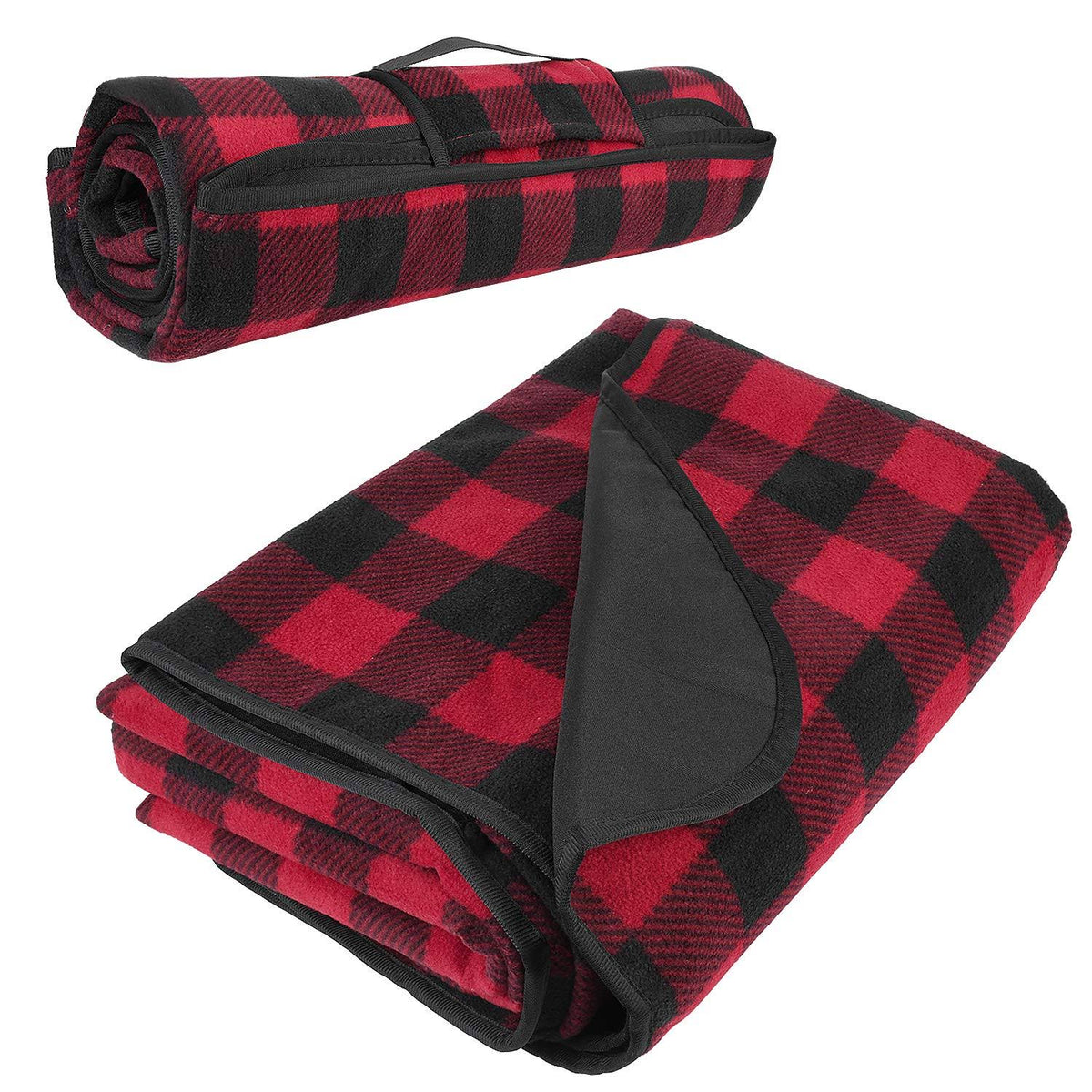 Waterproof Blanket 59”x 79” Red-Black Plaid G7687