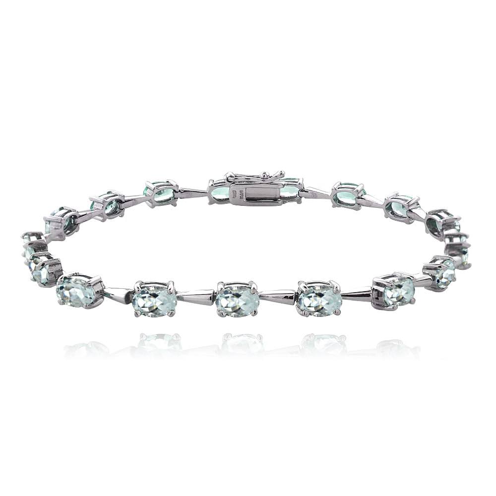 Sterling Silver Aquamarine Bracelet D720