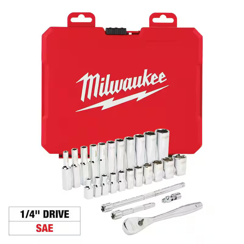 1/4 in. Drive SAE Ratchet and Socket Mechanics Tool Set (26-Piece) E884128