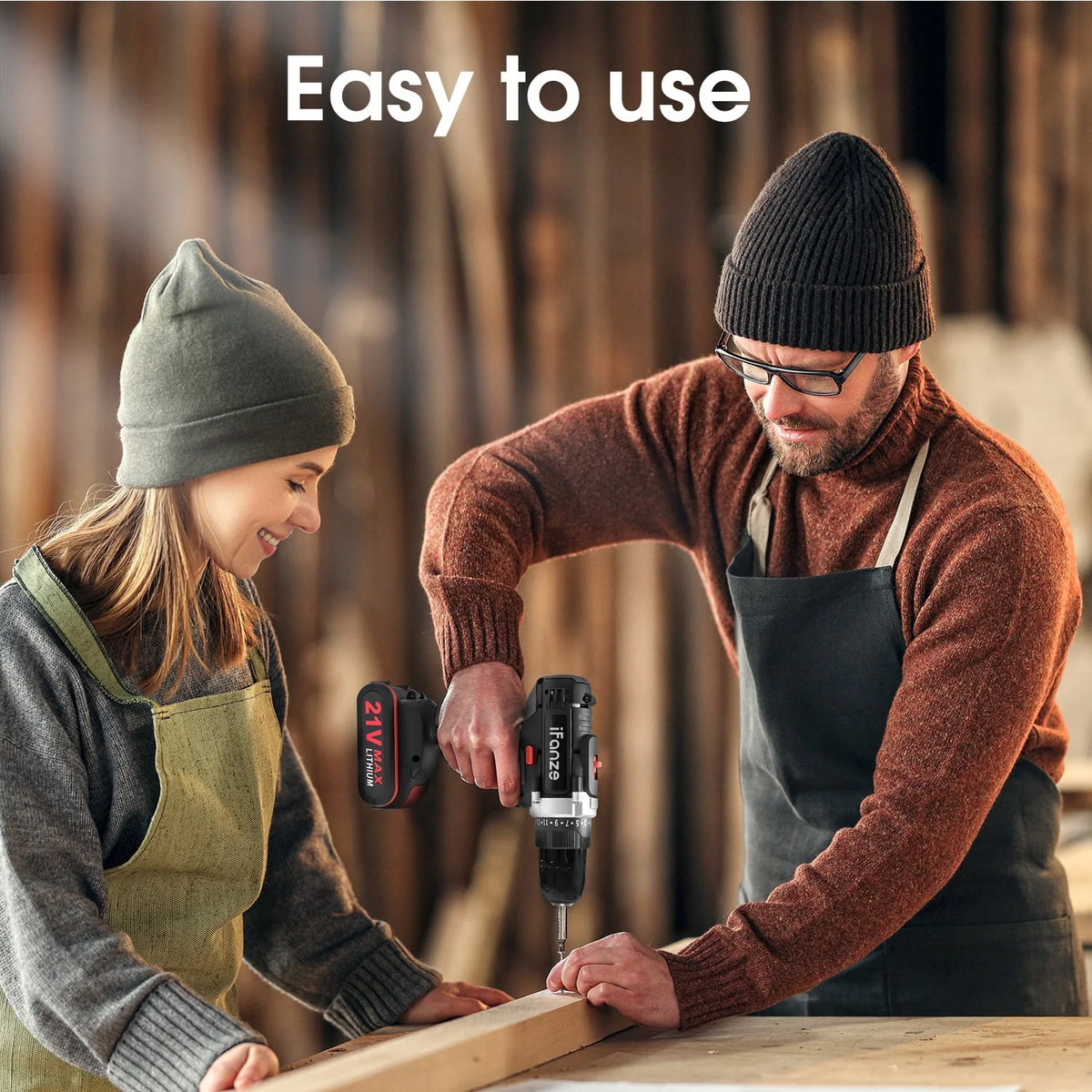 21V Cordless 3/8 inch Power Drill Driver Set with 2 Batteries R699329