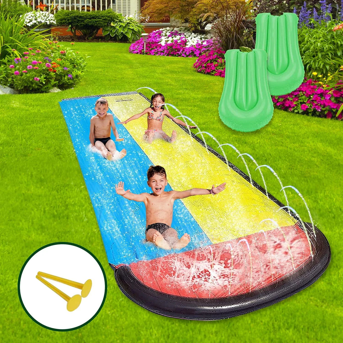 15.5ft Double Race Lanes Water Slide H354785