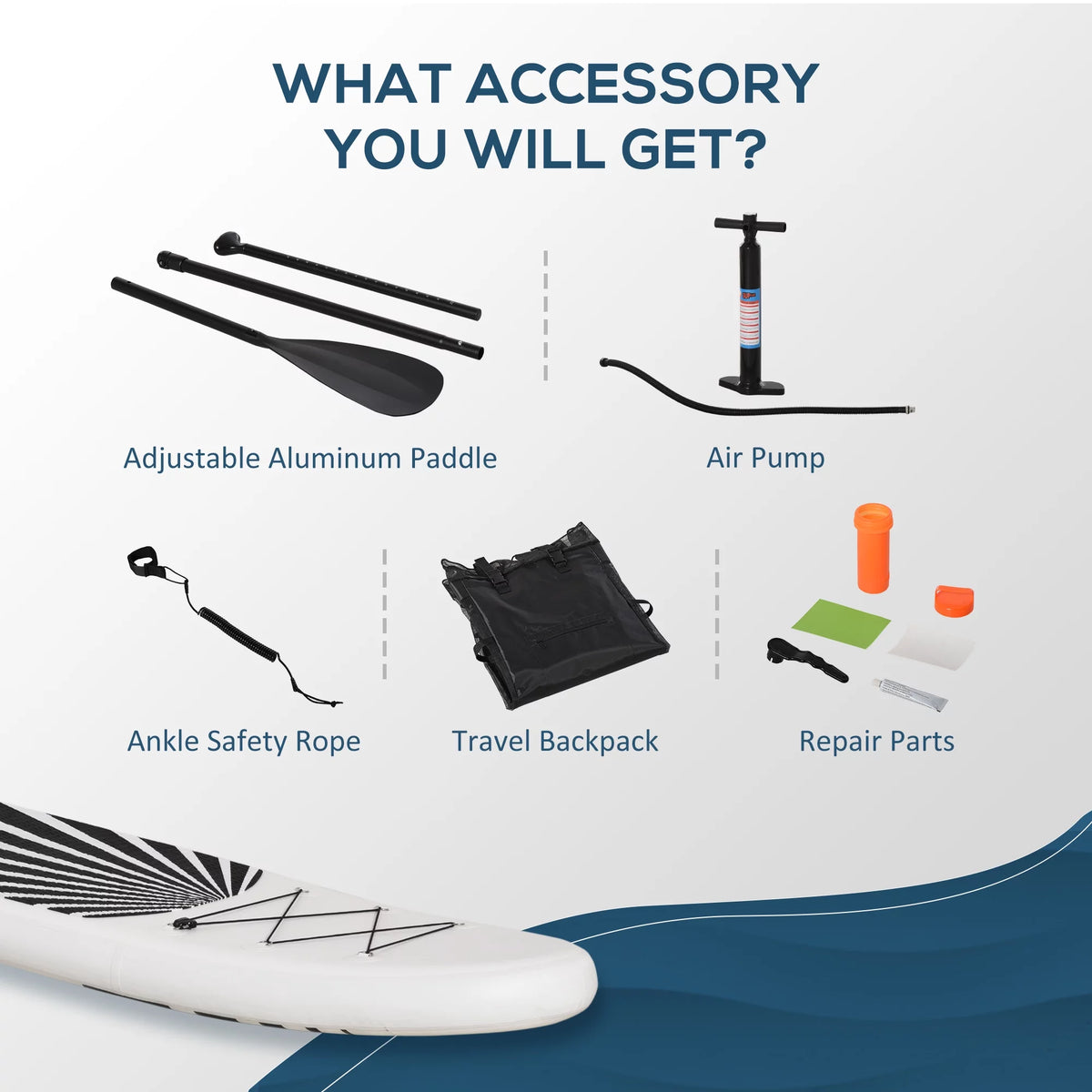 Blue Inflatable Stand Up Paddle Board with Non-Slip Deck Pad H196