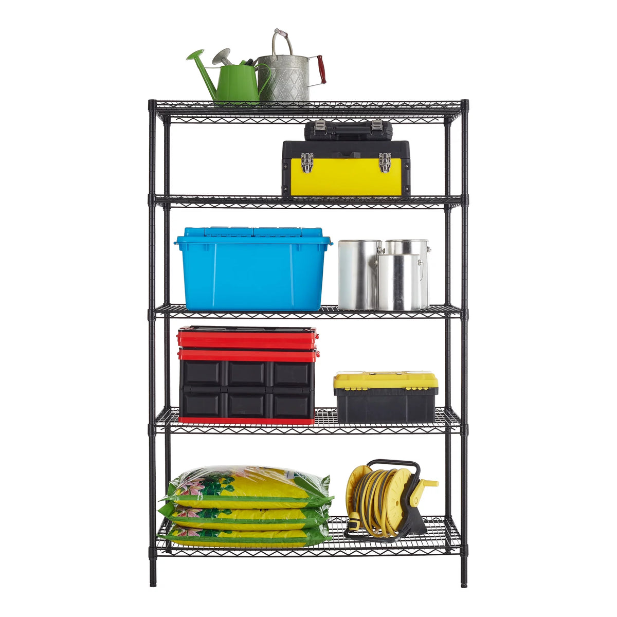 Steel 5-Tier Storage Shelf Unit Black T407