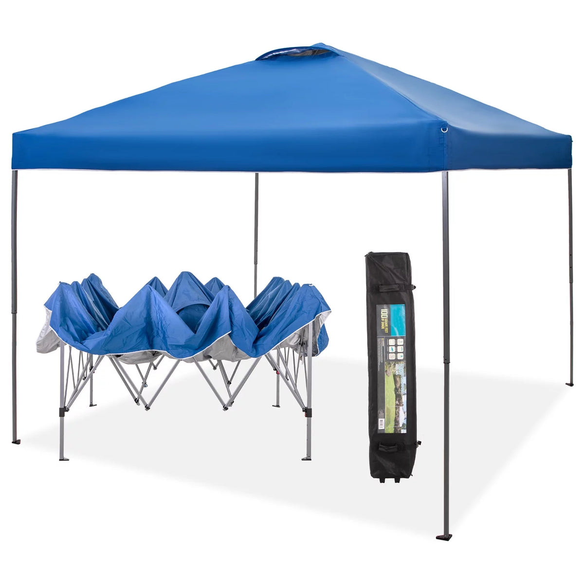 10x10ft Blue Pop-up Canopy Tent with Wheeled Bag B3105