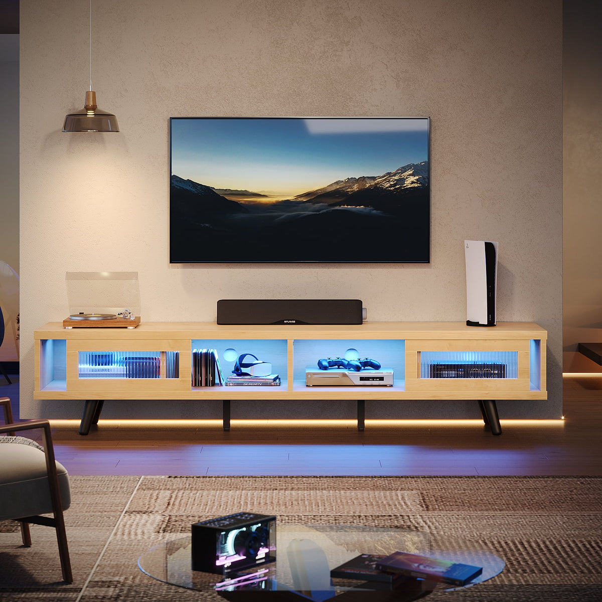 70 LED TV Stand with Sliding Glass Door Q99749