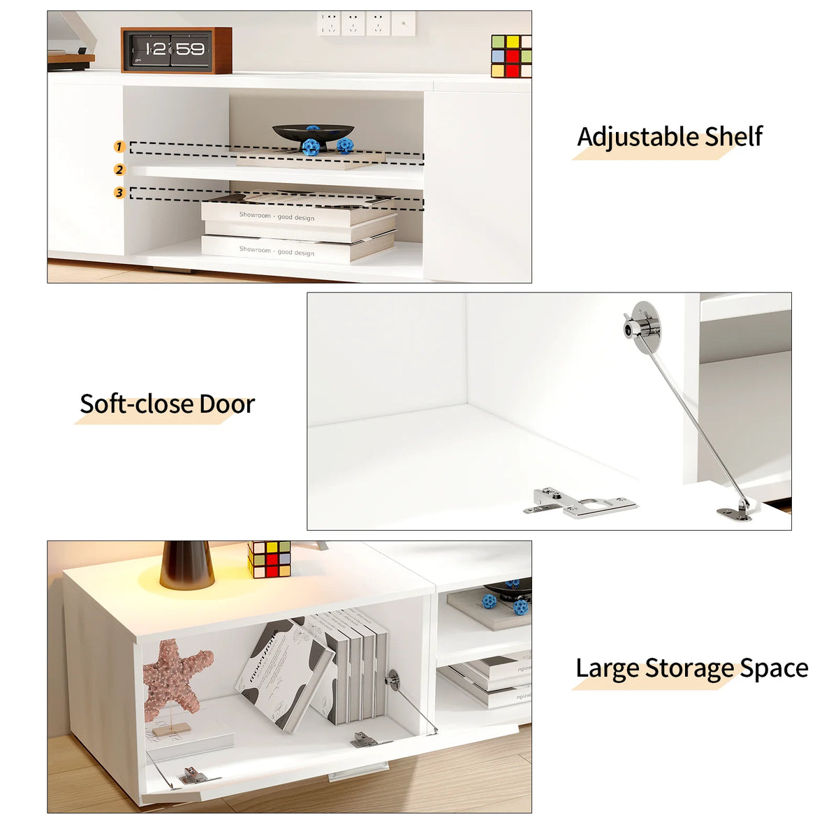 White Modern TV Stand for 55/65/70 Inch TVs S385477