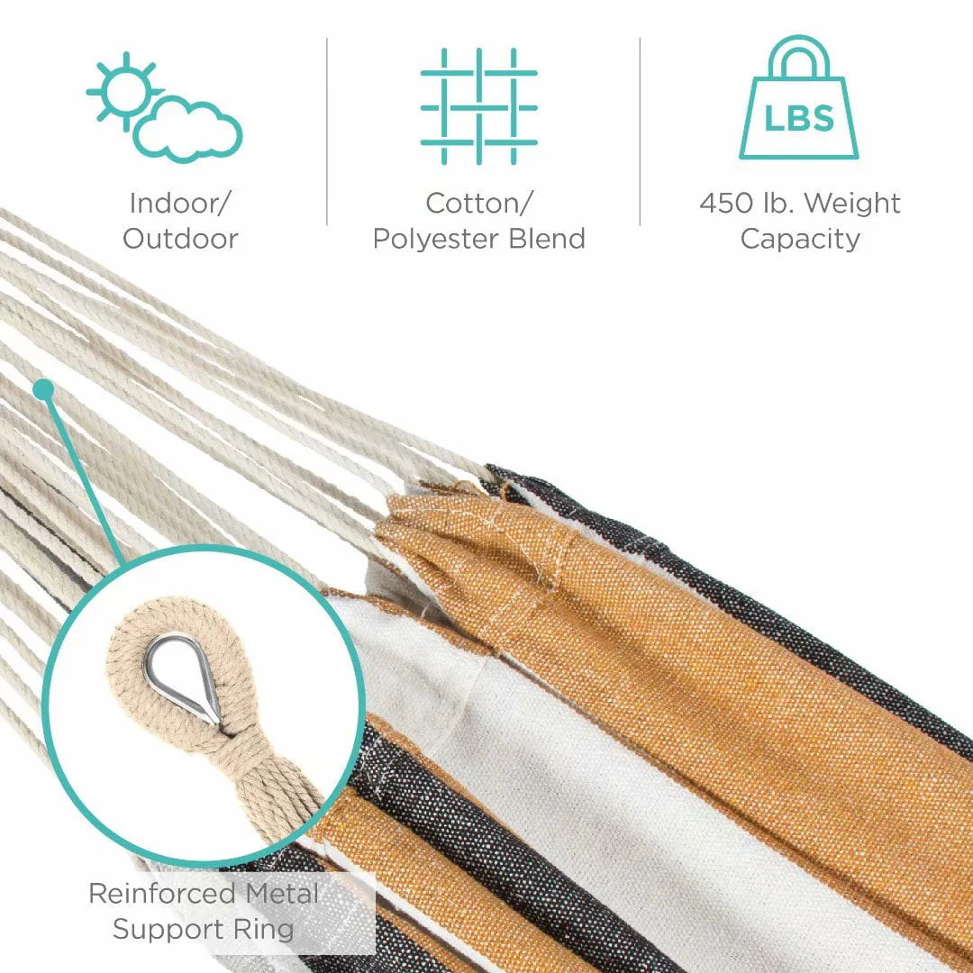 Cotton 2-Person Hammock with Steel Stand B9646