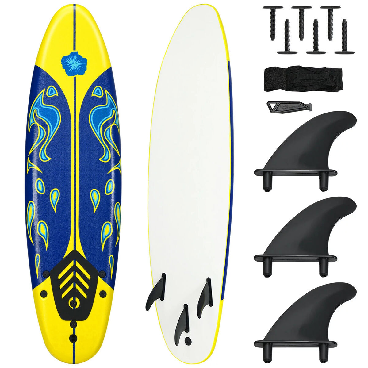 6' Foamie Body Surfing Board with 3 Fins & Leash G19519