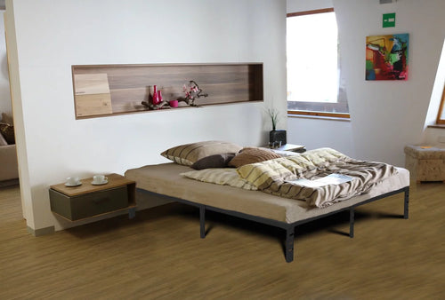 18 inches Full Size Black Metal Platform Bed Frame with Storage Q565530