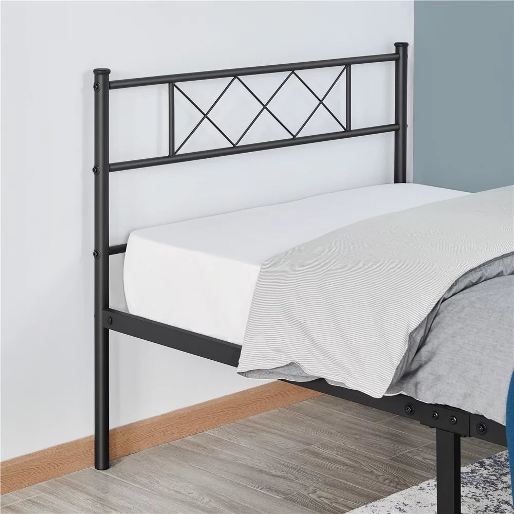 Black Twin Metal Slatted Bed Frame with Headboard Footboard M3213