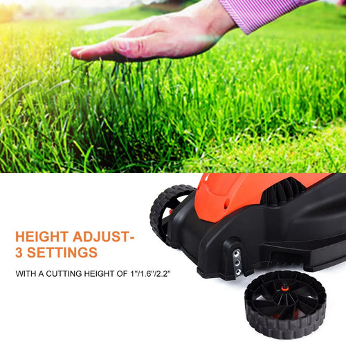 14-Inch Corded Electric Push Lawn Mower with Grass Bag L703558