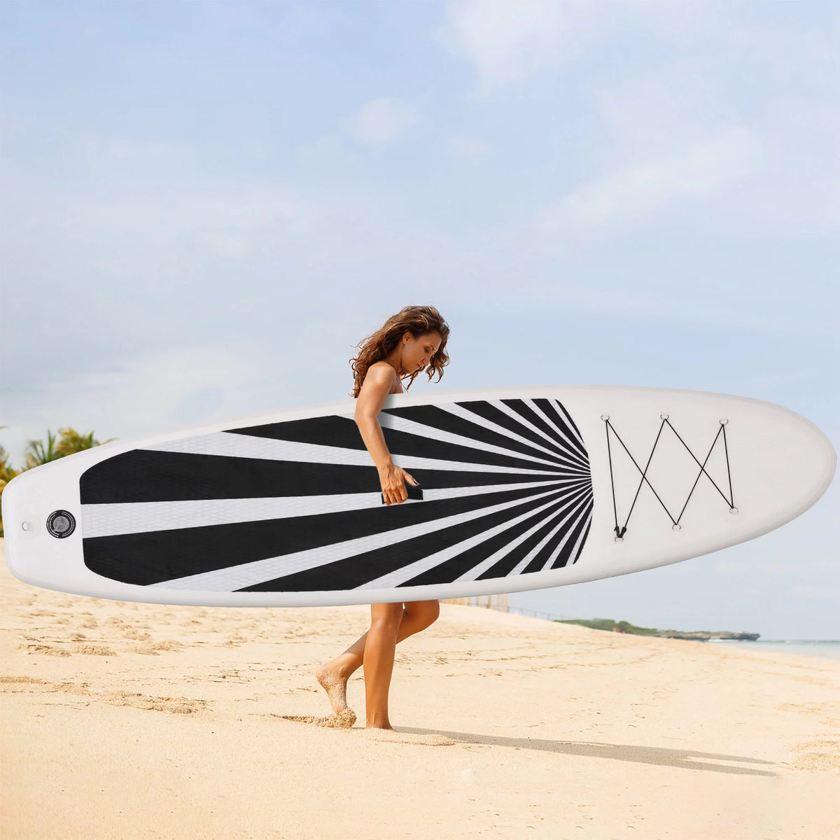 Blue Inflatable Stand Up Paddle Board with Non-Slip Deck Pad H196
