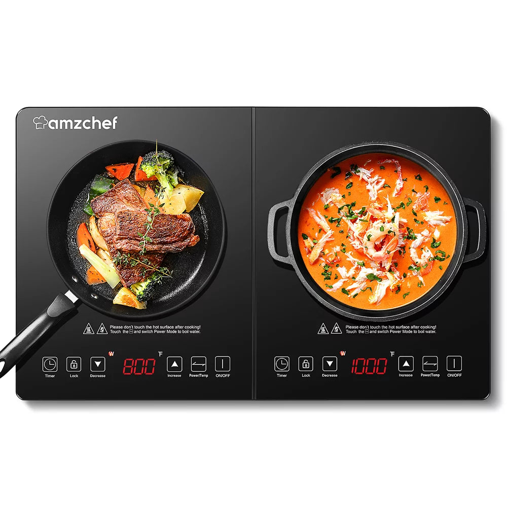 1800W Double Induction Cooktop with 2 Burners D424