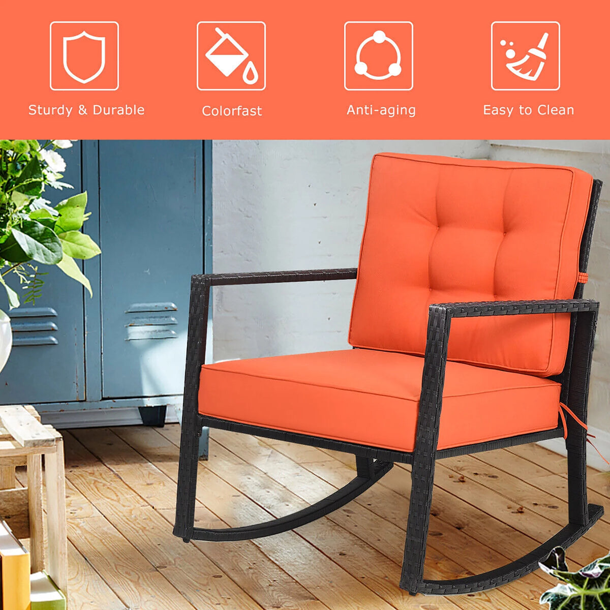 Outdoor Wicker Rocking Chair with Cushion G77010